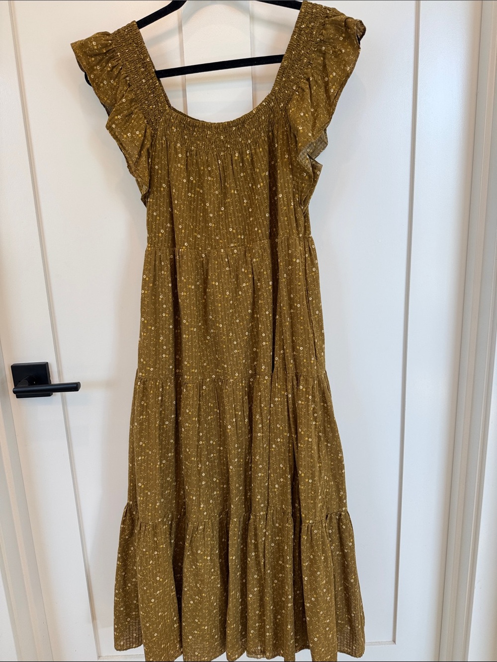 Madewell Womeny Olive Floral Tiered Dress - Picture 5 of 5